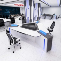 Haoyuan Console de contrôle intelligente Console de surveillance du centre de commande Conception de LED Bureau irrégulier