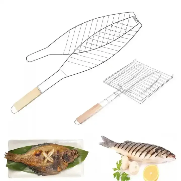 RTS TX cestino per grigliate di pesce per arrostire verdure con manico pieghevole strumento per Barbecue all'aperto Barbecue portatile in rete per hamburger