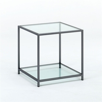 Table d'appoint carrée en métal, verre et marbre, style Mid-Century, design antique, pour salon, table basse intelligente, table de chevet