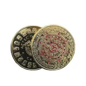 Maya Coin Aztec Calendar Art Prophecy Culture Gold Plated Metal Souvenir Cheap Promotional Coin