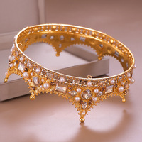 Couronne royale pour hommes, accessoire de costume, diadème de bal, baroque, vintage, en cristal et perles, pour mariée, mariage, fête d'anniversaire