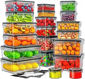 Organizzazione della conservazione domestica set di contenitori per alimenti in vetro da 18 pezzi con coperchio in plastica