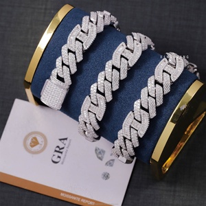 <span class=keywords><strong>Chaîne</strong></span> cubaine pour <span class=keywords><strong>homme</strong></span>, style tendance, collier en moissanite incrusté de diamants en forme de losange, accessoire streetwear hip-hop - Product Image 3