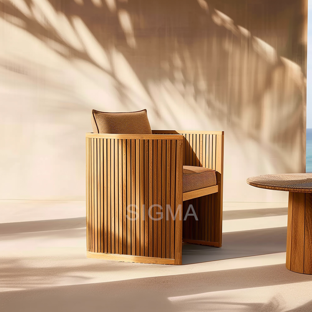 Newest Design Luxury Outdoor Patio Furniture Solid Wood Round Teak Tables Chairs Teak Dining Tables