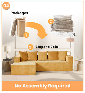 Divano Premium Bicolore in Bouclé Compresso, Senza Struttura, Confezionato Sottovuoto, Senza Montaggio, Tessuto Personalizzabile - Product Image 6