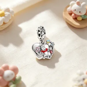 Ciondolo Charm in Zirconio e Tungsteno <span class=keywords><strong>Pooh</strong></span>, Piglet, Tigger, per Bracciali e Collane, Perline per Gioielli Fai-da-Te, Regalo per Donne - Product Image 6