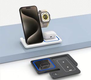 Station de charge sans fil 3 en 1 avec charge rapide 15W |   Chargeur sans fil pliable portable pour téléphones mobiles et montres intelligentes - Product Image 2