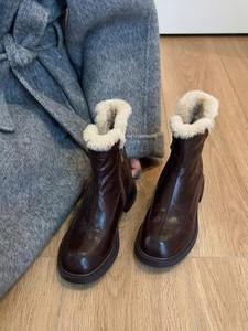 Stivali da Neve in Pelle di Pecora e Pelo d'Agnello di <span class=keywords><strong>Prima</strong></span> Qualità, Casual, Caldi, Impermeabili, Alla Moda, Taglie Grandi, Versatili, Stivaletti per Donne - Product Image 3