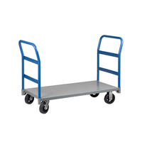 Carretilla de Plataforma de Acero con Recubrimiento en Polvo, Carro de Almacén con Doble Manija, Carretilla para Manejo de Materiales
