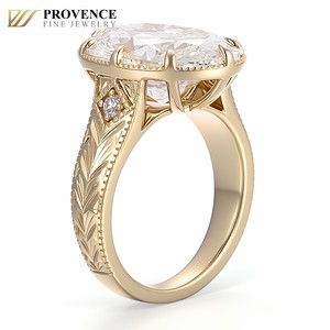 Anillo de Diamante de Laboratorio Ovalado de 9 Quilates de Estilo Vintage, Diseñado para Mujer, Anillo de Diamante de Laboratorio de Oro Amarillo de 14 Quilates para Compromiso o Boda - Product Image 4