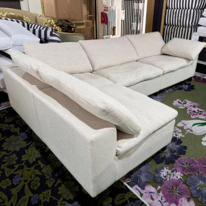 Dropshipping <span class=keywords><strong>sofa</strong></span> đám mây <span class=keywords><strong>sofa</strong></span> 3 chỗ Trắng linen vải chần sợi vòng thiết kế lông điền vào biệt thự sử dụng phòng khách đi văng - Product Image 2
