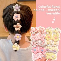 Coleteros de Flores para Niñas, Estilo Coreano, Material de Tela, Alto Valor de Color, Sin Daño al Cabello, Elástico, para Niñas Pequeñas