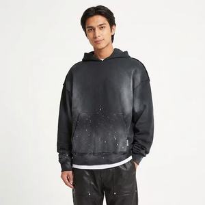 Custom <b>Spray</b> Tattered Edge Acid Wash <b>Sun</b> Faded Regular Fit Vintage 100% Cotton French Terry Pullover Winter Streetwear Hoodies - Product Image 1