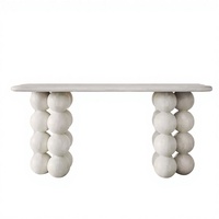 Table console moderne en marbre avec base en forme de boule, meuble minimaliste pour salon, entrée, décoration intérieure
