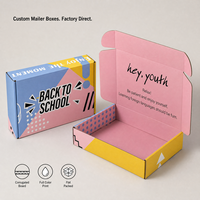 Boîte d'expédition en carton avec logo personnalisé, type avion, à fermeture auto-adhésive, impression couleur, emballage plat, vente en gros, direct usine