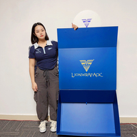 Boîte cadeau magnétique pliable de luxe avec logo personnalisé impression couleur surdimensionnée grande taille Jumbo en carton de couleur bleue