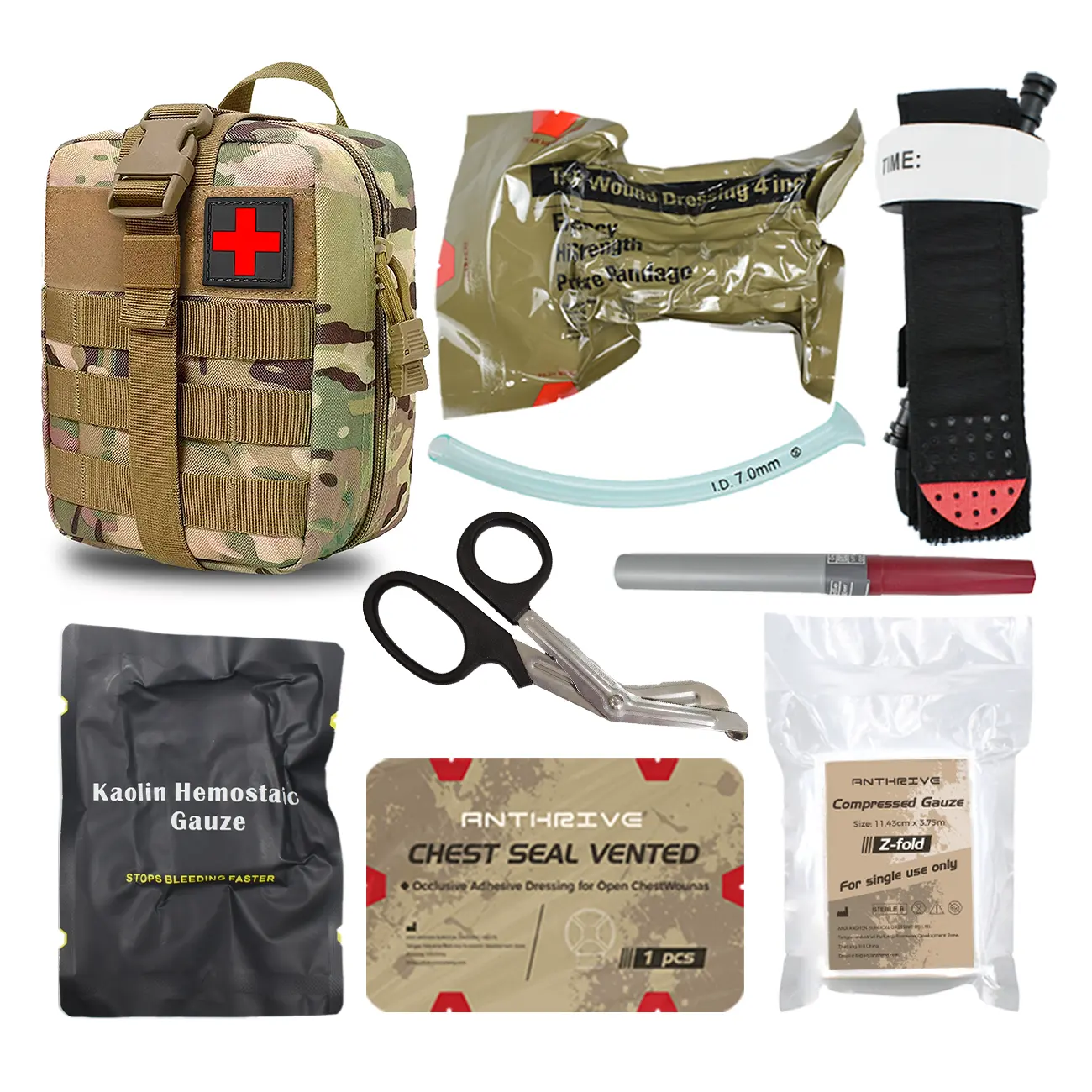 Anthrive Kit de survie médical personnalisé IFAK Molle Kit de traumatologie Sac tactique Trousse de premiers soins médicaux d'urgence de combat Pochette IFAK