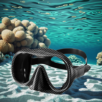 JUNHAIINS Masque de plongée anti-buée à grand cadre, lentille unique, transfert d'eau en silicone transparent, motif en fibre de carbone, lunettes de plongée non