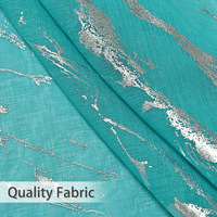 DaiRui Rideau Bleu Fini en Gros, Fil d'Argent Effet Marbre, Voilage en Tulle pour Fenêtre, Salon et Séparateur de Pièce