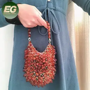 PEB23 Fashion Wanita Tote Jelas Mutiara Tas Tas Tangan Manik-manik