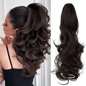 16" Ponytail Extension short Curly Ponytail Clip in Claw Hair Extension Natural Looking Synthetic Hairpiece for Women