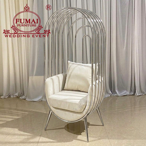 Forma de jaula de oro de acero inoxidable trono rey boda oro pájaro jaula silla para boda - Product Image 5