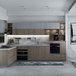 Diseño de Muebles de Cocina Modernos, Ecológicos, de Lujo Ligero, Gabinetes de Pared Completos Personalizados, Fregadero, Grifo, Protector Contra Salpicaduras para Apartamento - Product Image 5