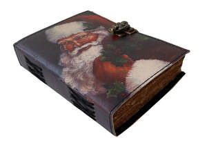 Wholesaler Handmade Santa Printed Vintage Spell Book of Shadows Leather Journal With C Lock Best Gift for Christmas New <b>Year</b> - Product Image 3