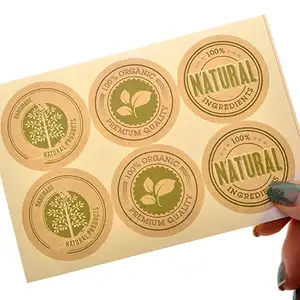 Adesivo orgânico natural impermeável de impressão personalizada, etiqueta de comida