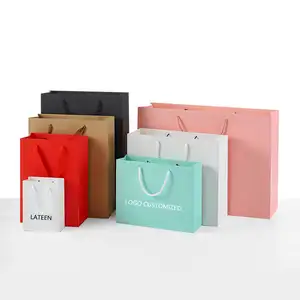 Custom Logo Gold Foil Custom Printed Multicolor Paper Shopping Packaging Bags Embossing Jewelry Gift Paper Bags