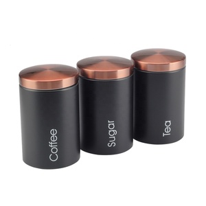 Metal <b>Tea</b> <b>Sugar</b> <b>Coffee</b> Canisters, Smell Proof Stainless Steel Kitchen <b>Container</b> Set - Product Image 1