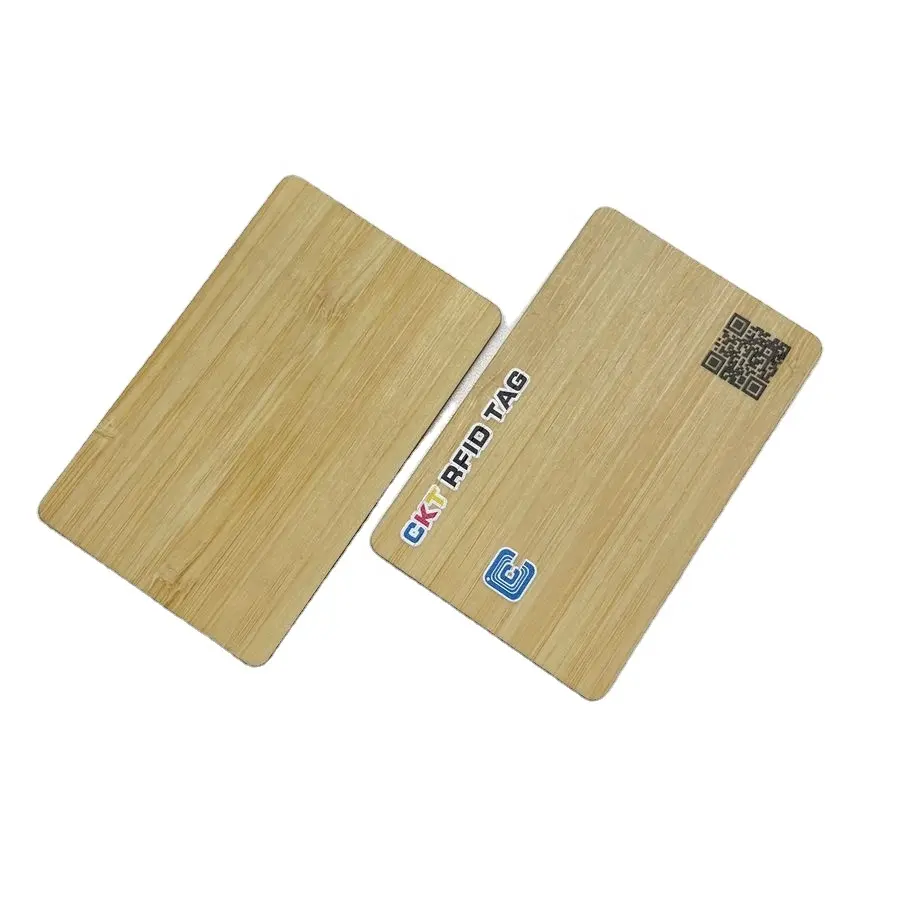 Logotipo personalizado da cor impresso cartão de bambu de madeira nfc com código qr