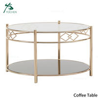 Tables basses pour la maison, ensemble antique de 2 tables basses à miroir, tables rondes de salon
