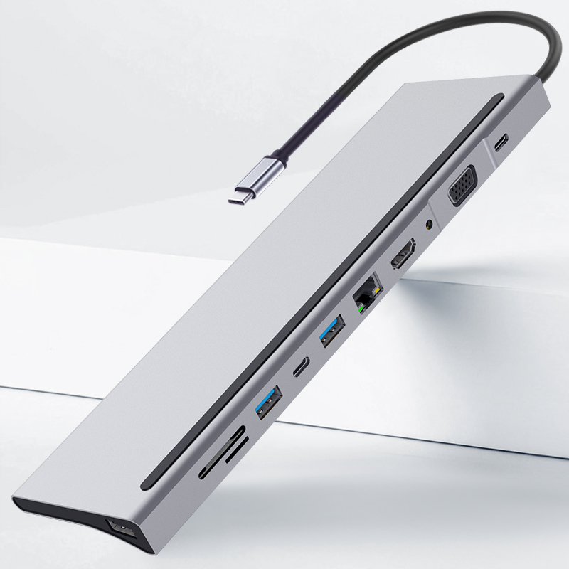 Новое поступление, док-станция 11 в 1 Usb C, многофункциональная док-станция для зарядки Ethernet Dp Vga 11 в 1 Тип C, Usb-концентратор 3,0 Тип C, Usb-концентратор