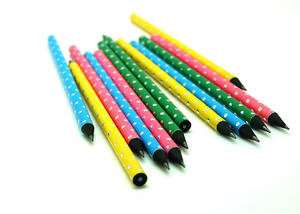 Crayon promotionnel haut de gamme en bois noir HB avec peinture néon et points argentés – Fournitures de bureau et scolaires créatives - Product Image 4