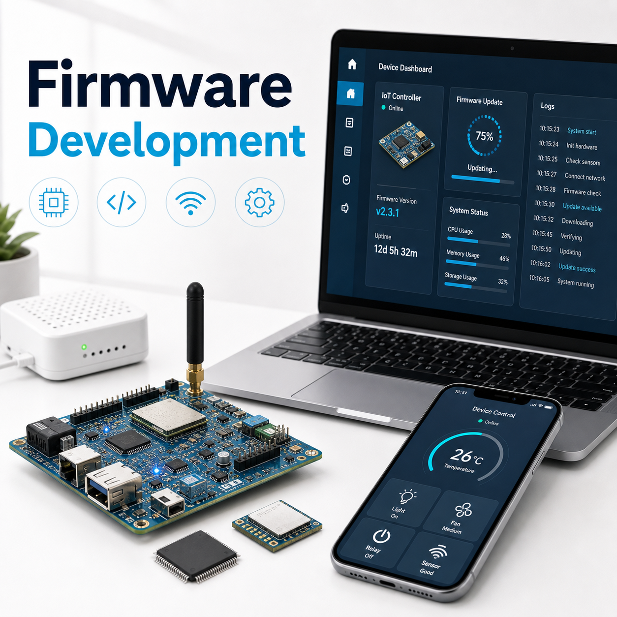 <strong>Firmware</strong> Software Development with MAC and Internet Version SDK Integration for Embedded Boards Chips and IoT Devices