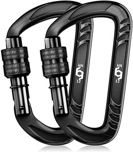 12kN black Lightweight Locking Carabiner Clips Heavy Duty Excellent For Camping/ Hiking/ Hammock/ Dog Leash/CLIMBING