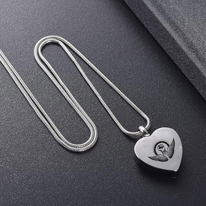 Gioielli con cremazione in acciaio inox a forma di <span class=keywords><strong>cuore</strong></span> ali d'angelo a forma di <span class=keywords><strong>cuore</strong></span> gioielli in argento cremazione gioielli Souvenir urna collana - Product Image 4