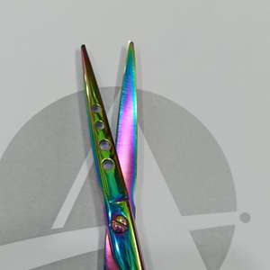 Tijeras de Peluquería Profesionales de Acero Inoxidable con Recubrimiento Multicolor de Titanio y Anillo de Silicona para el Dedo para Salón de Belleza - Product Image 2