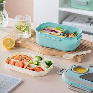 Lonchera Bento 2024 de Doble Capa con Compartimento para Ensalada, Material de Fibra de Trigo Natural, para Niños y Adultos - Product Image 2