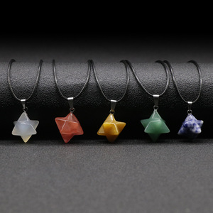 Pendentif 3D Étoile de David Hexagramme en Pierre Naturelle, Cristal, <span class=keywords><strong>Pendule</strong></span> pour Guérison, Méditation, Accessoires de Collier DIY - Product Image 3