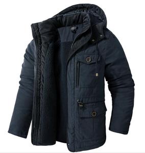Wholesale Winter Fleece Jackets Casual <strong>Men's</strong> Warm <strong>Coats</strong> <strong>Long</strong> Sleeve Thick Cotton <strong>Mens</strong> Hooded Jacket Outwear - Product Image 3