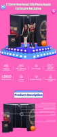 Photomaton professionnel à 360 degrés, éclairage LED alimenté par batterie, fond changeant de couleur, compatible avec les smartphones, les iPad et les appareils photo reflex