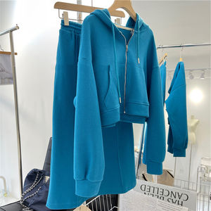 Ricamare felpa abito <span class=keywords><strong>tuta</strong></span> cerniera giacca felpa con cappuccio donna Casual <span class=keywords><strong>vestito</strong></span> da bambino Set da Jogger personalizzato in due pezzi abbigliamento da salotto - Product Image 1