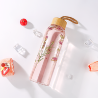 Logo personnalisé 16oz-34oz Bouteille à boire en verre de qualité alimentaire réutilisable tasse de style japonais bouteille d'eau en verre de voyage avec couvercle en bois corde