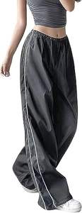 <span class=keywords><strong>Pantaloni</strong></span> Larghi da <span class=keywords><strong>Donna</strong></span> Stile Y2K in Nylon con Stampa Laterale e Logo, Vendita Calda - Product Image 6
