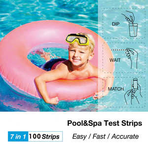 Bandelettes de test d'eau pour piscine et spa OEM 7 en 1, rapides et précises, pour le chlore, le <span class=keywords><strong>pH</strong></span>, le brome, la dureté, l'acide cyanurique - Product Image 4