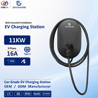 Stasiun Pengisian Daya EV AC Tipe 2 11kW 16A 3 Fasa Wallbox EVSE dengan Kabel 5M Akses Kartu RFID