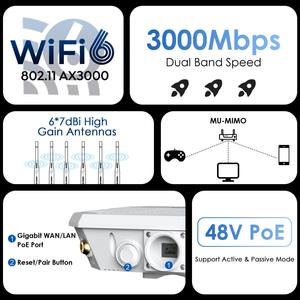 Pont sans fil extérieur Wavlink WN588HX3, WiFi6 AX3000, étanche IP67, point à point, double bande, répéteur d'accès PoE - Product Image 6