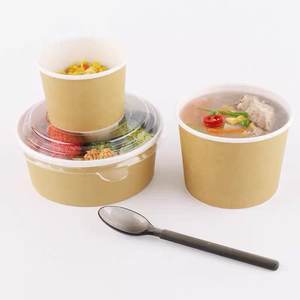 מותאם אישית לסביבה לוח נייר סלט סלט נייר מרק קערה עם מכסה לקחת מזון צלחת מיכל צלחת מיכל במבצע - Product Image 3